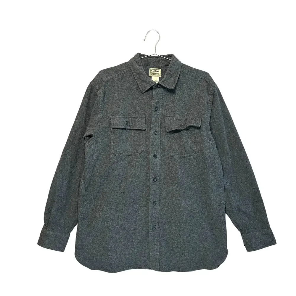 L.L. Bean Traditional Fit Chamois Shirt Men's Sz L Charcoal Gray Heather Utility